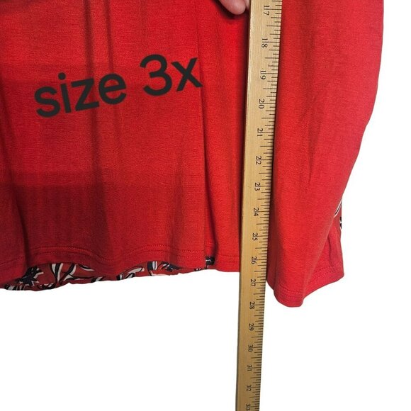 Zac & Rachel Womans Reddish Orange Floral Print Blouse Top Flowy Loose Fit - Picture 8 of 12